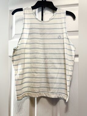 62 East Striped Sleeveless Tank in Cream and Light Blue